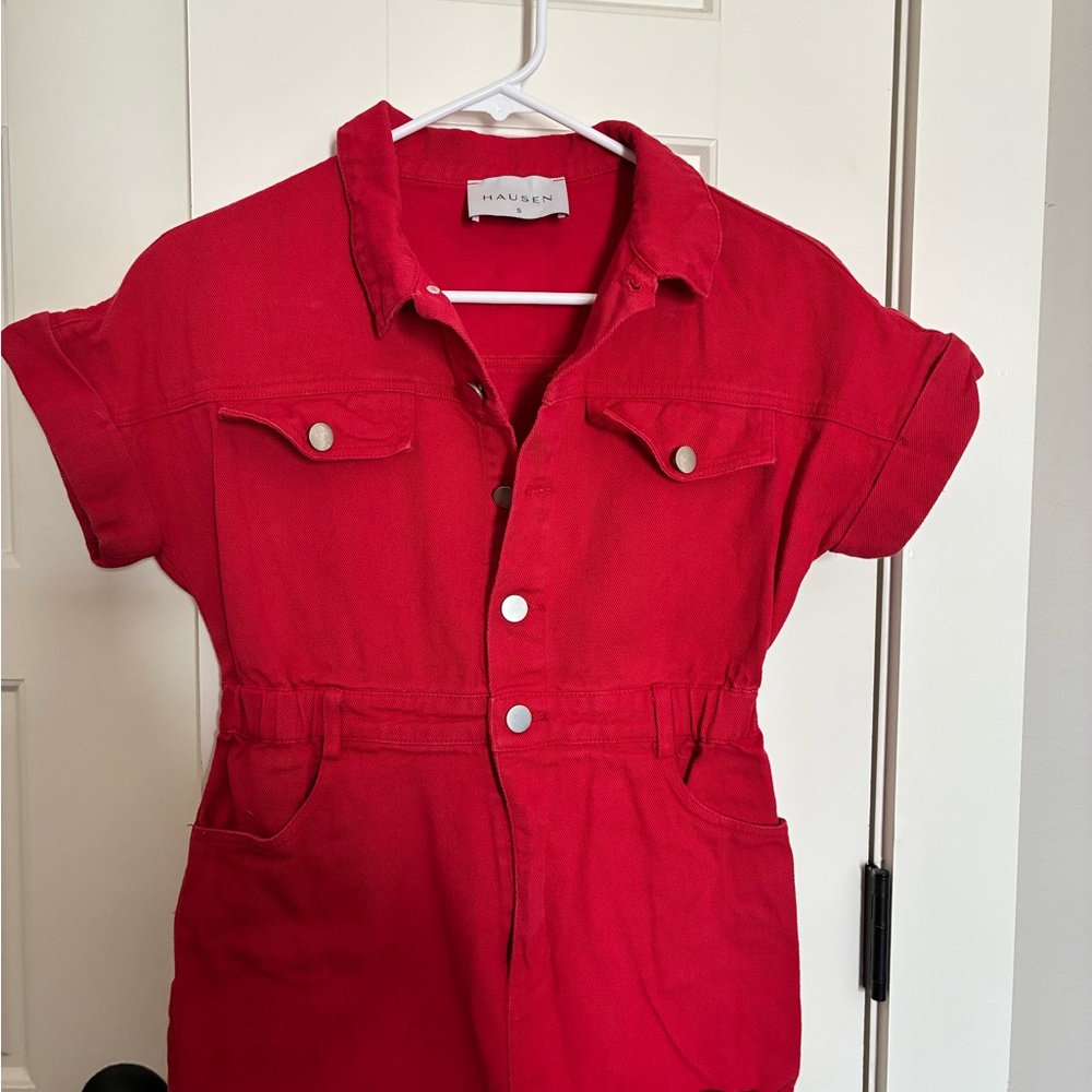 Hausen Red Button-Up Romper